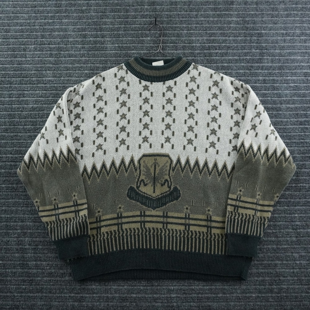 Vintage Generra Intarsia Knit Sweater Mens XL Multicolor Ramie Cotton Heavy